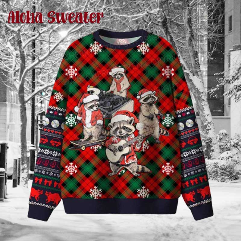 Merry Trashmas Raccoon Ugly Christmas Sweater - Holiday Gift product image 2