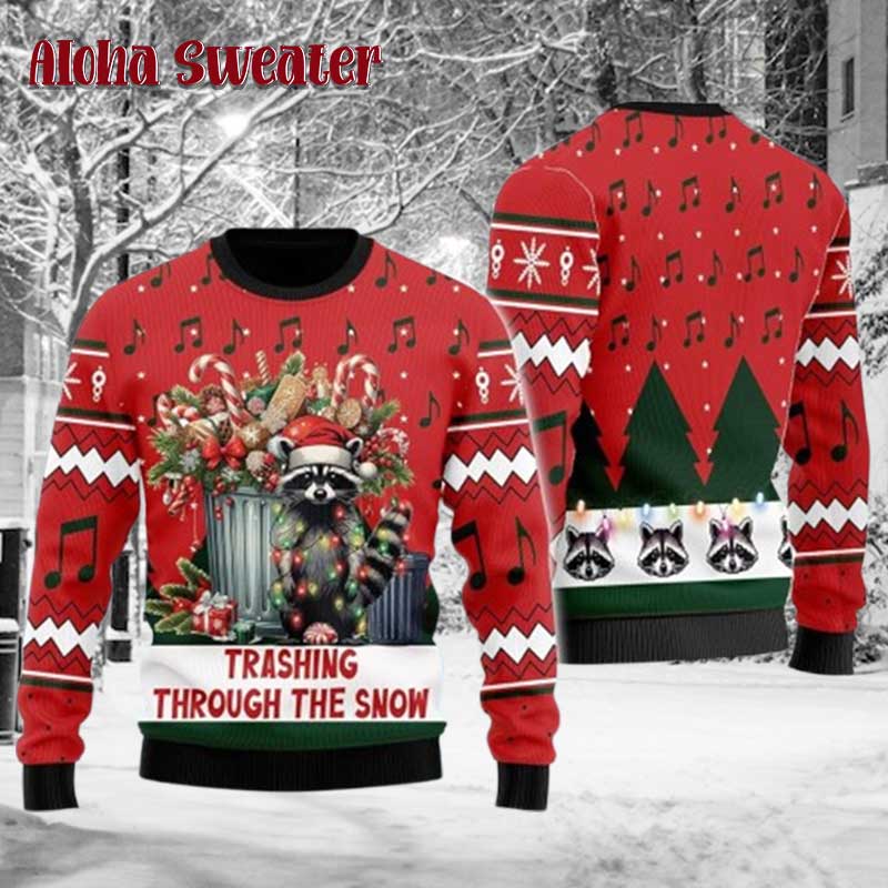 Raccoon We Wish You A Trashy Ugly Christmas Sweater - Holiday Gift product image 5