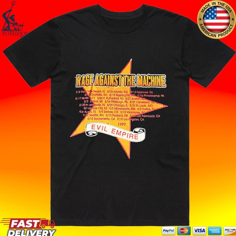 Rage Against The Machine Evil Empire Tour 1997 - Adult & Kids T-Shirts, Sweatshirts & Hoodies apparel design preview 1