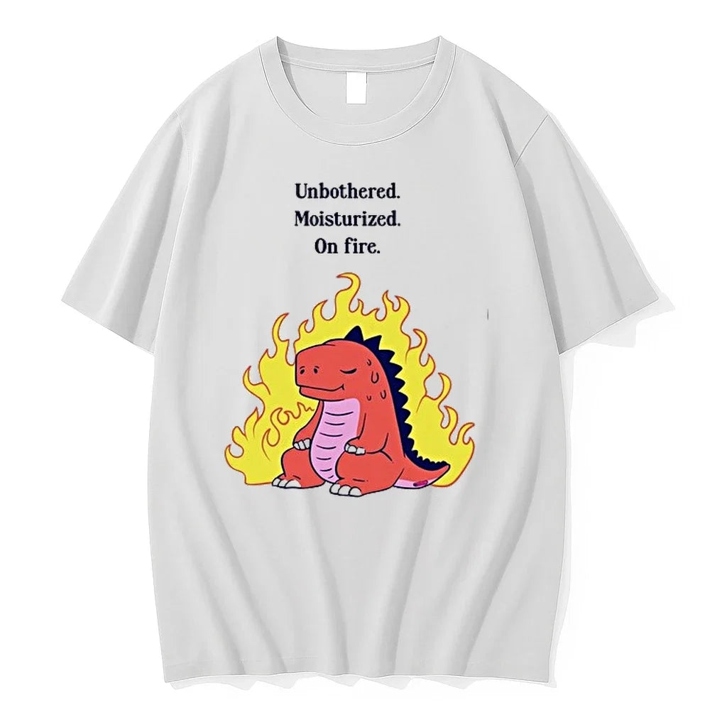 Red Dinosaur Unbothered Moisturized On Fire 0 Sweater - Adult & Kids T-Shirts, Sweatshirts & Hoodies apparel design preview 1