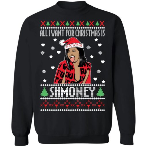 Cardi B all i want for christmas is shmoney Christmas Sweater - Holiday Gift product image 2