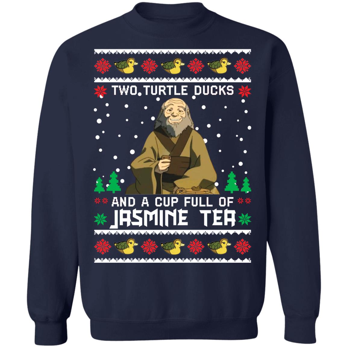 Uncle Iroh two turtle ducks and a cup full of jasmine tea Christmas Sweater - Holiday Gift product image 3