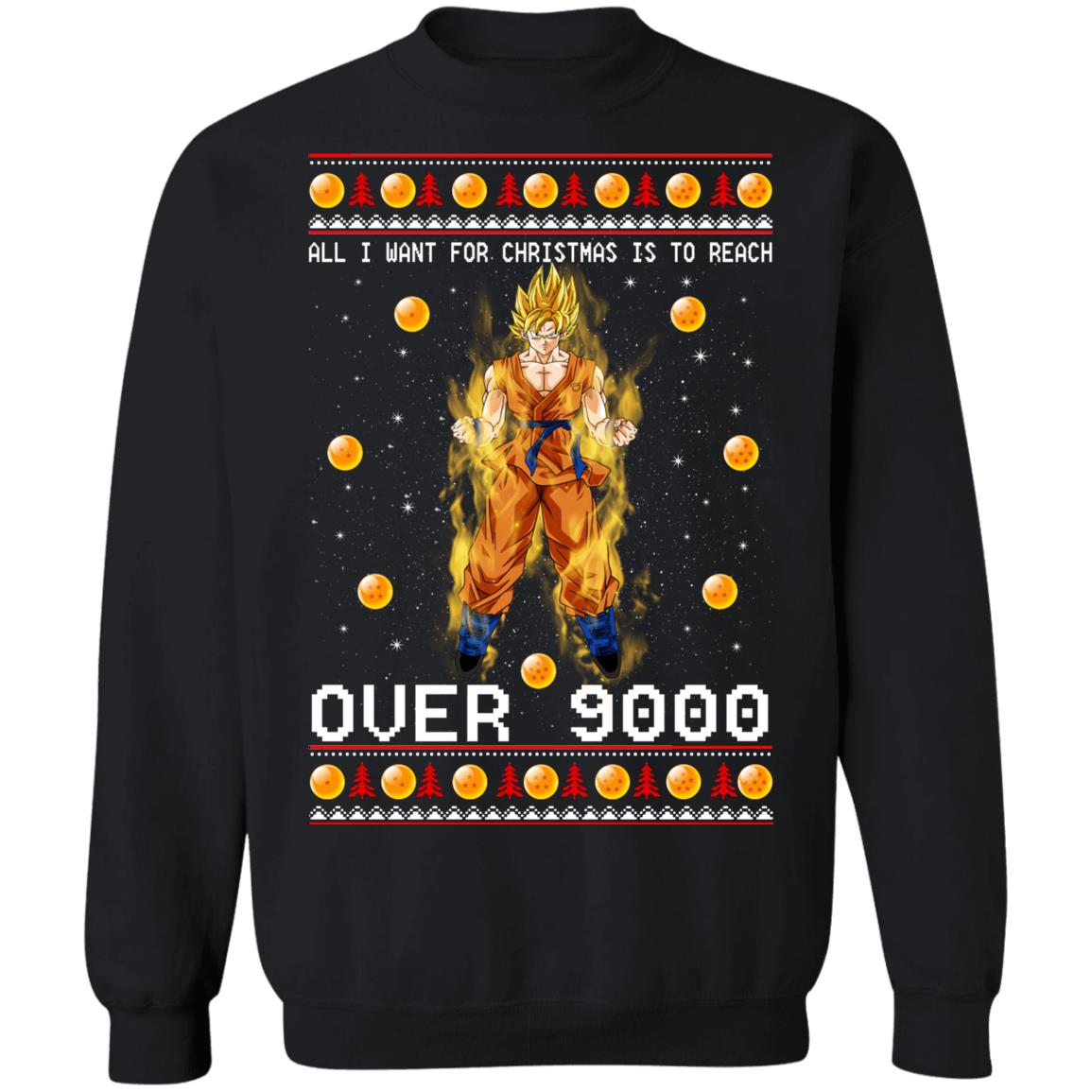 Son Goku all i want for Christmas is to reach over 9000 Christmas Sweater - Holiday Gift product image 2