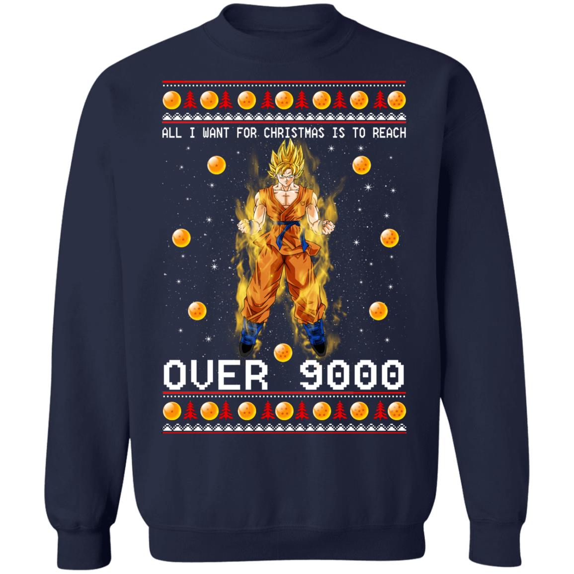 Son Goku all i want for Christmas is to reach over 9000 Christmas Sweater - Holiday Gift product image 3