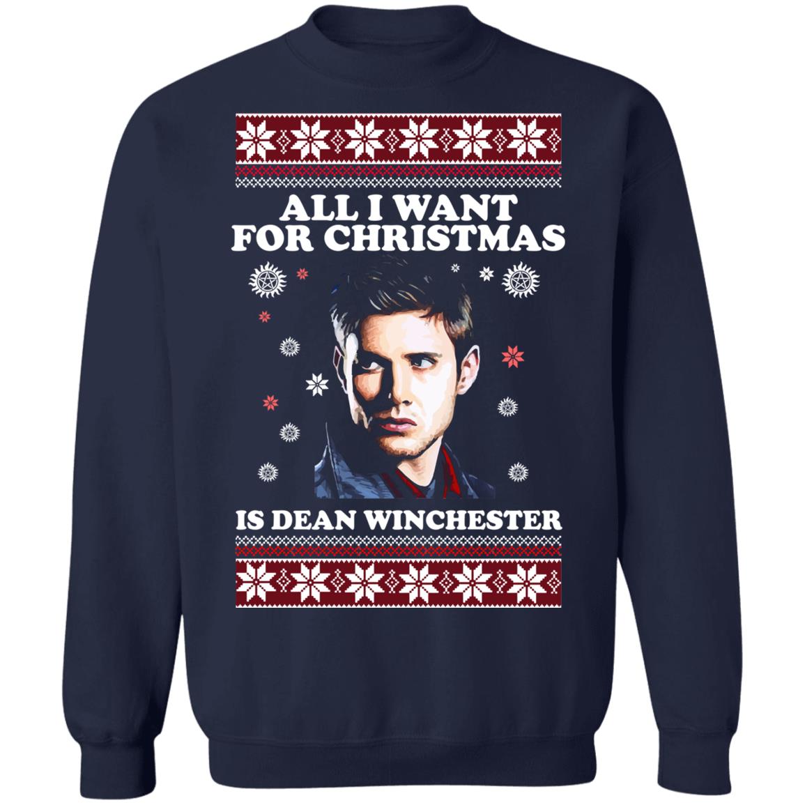 All i want for christmas is dean winchester Christmas Sweater - Holiday Gift product image 4