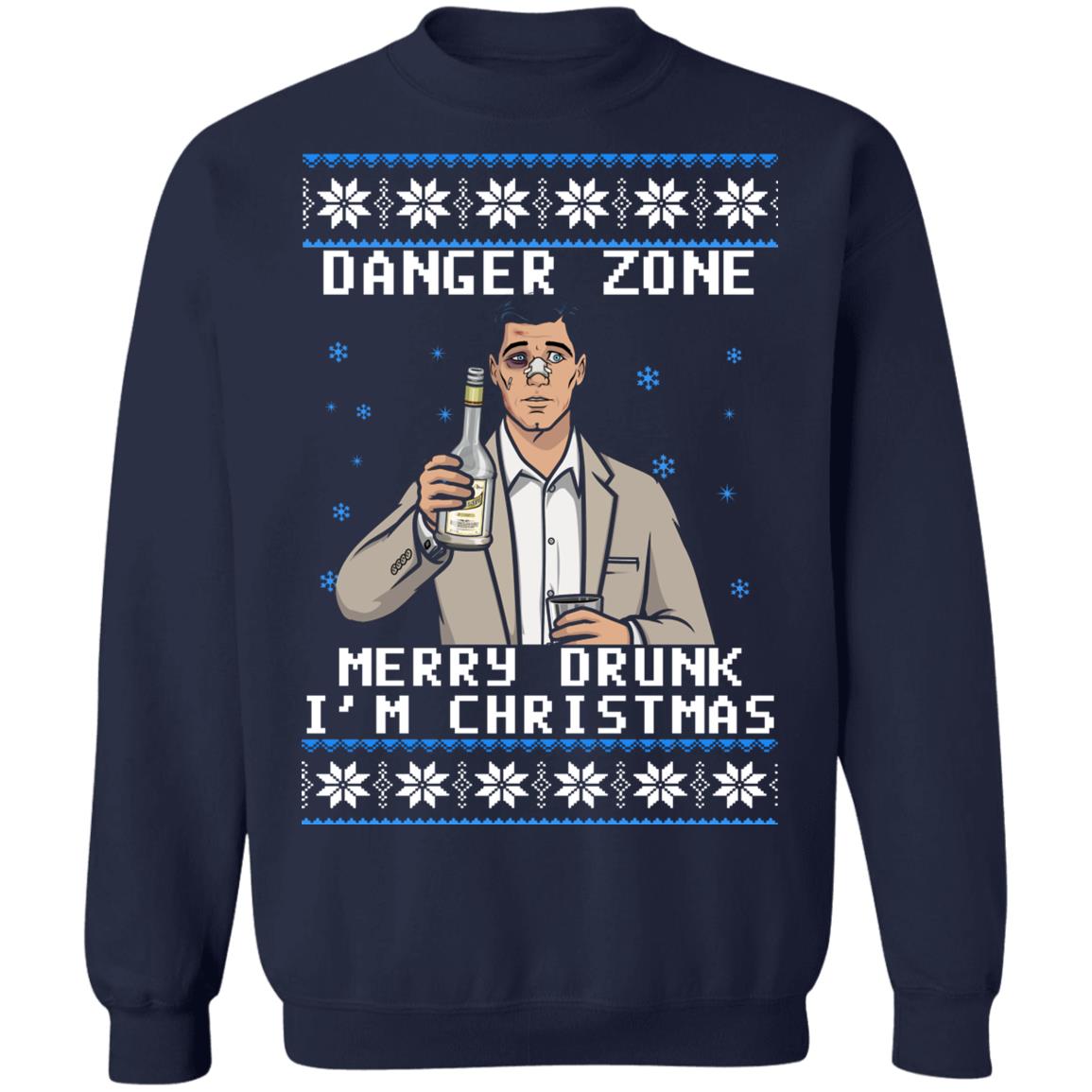 Archer danger zone Merry drunk i’m Christmas Sweater - Holiday Gift product image 3