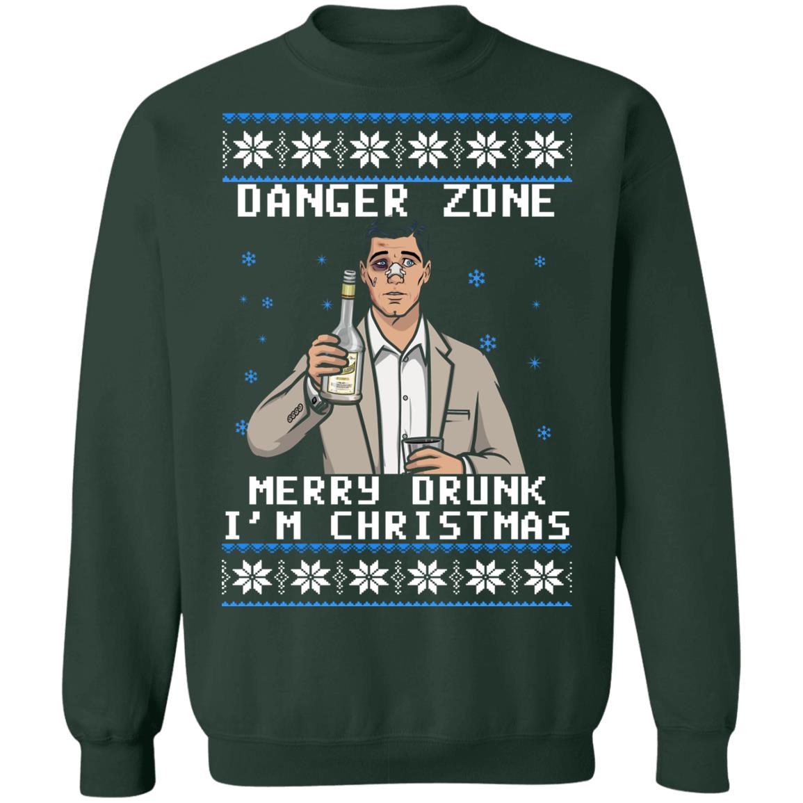 Archer danger zone Merry drunk i’m Christmas Sweater - Holiday Gift product image 2
