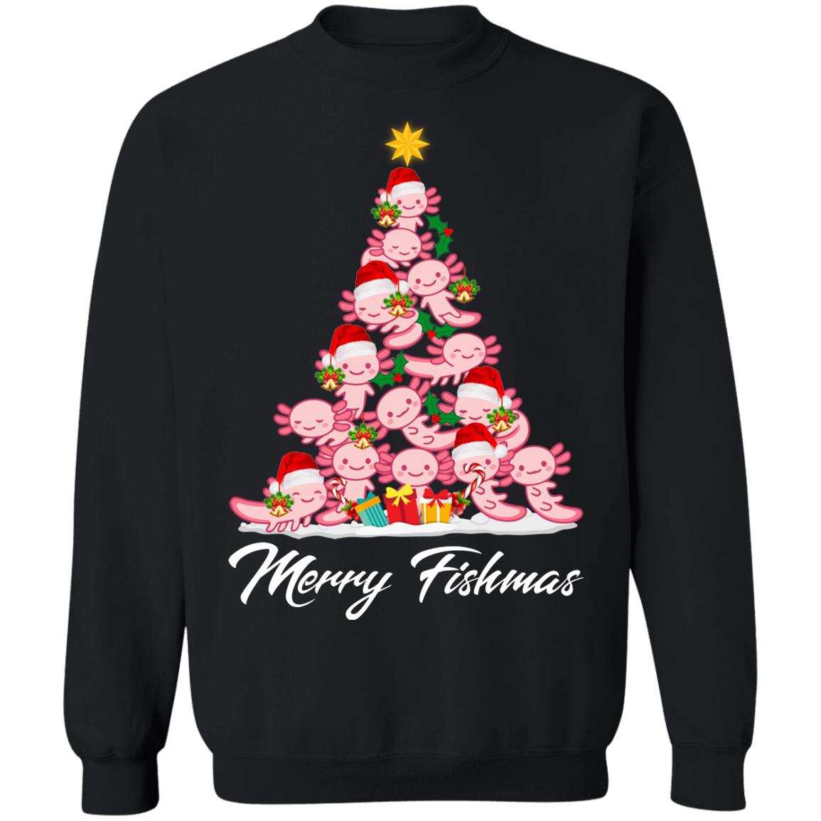 Merry fishmas Axolotl Christmas Sweater - Holiday Gift product image 2