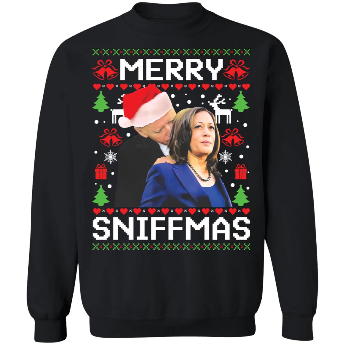 B*den and K*mala H*rris Merry Sniffmas Christmas Sweater - Holiday Gift product image 4