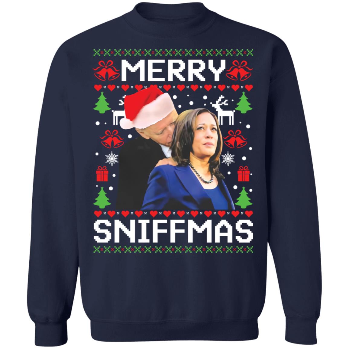 B*den and K*mala H*rris Merry Sniffmas Christmas Sweater - Holiday Gift product image 3