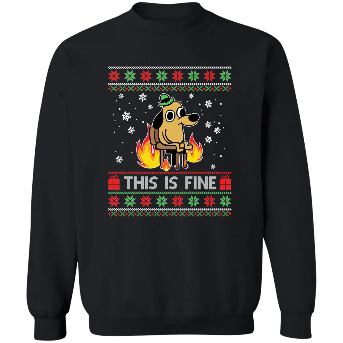 This is fine dog meme Christmas Sweater - Holiday Gift product image 2