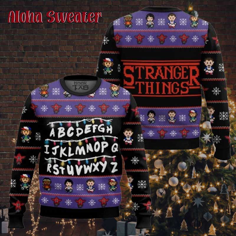 Stranger Things Eleven Fighting Ugly Christmas Sweater - Holiday Gift product image 3