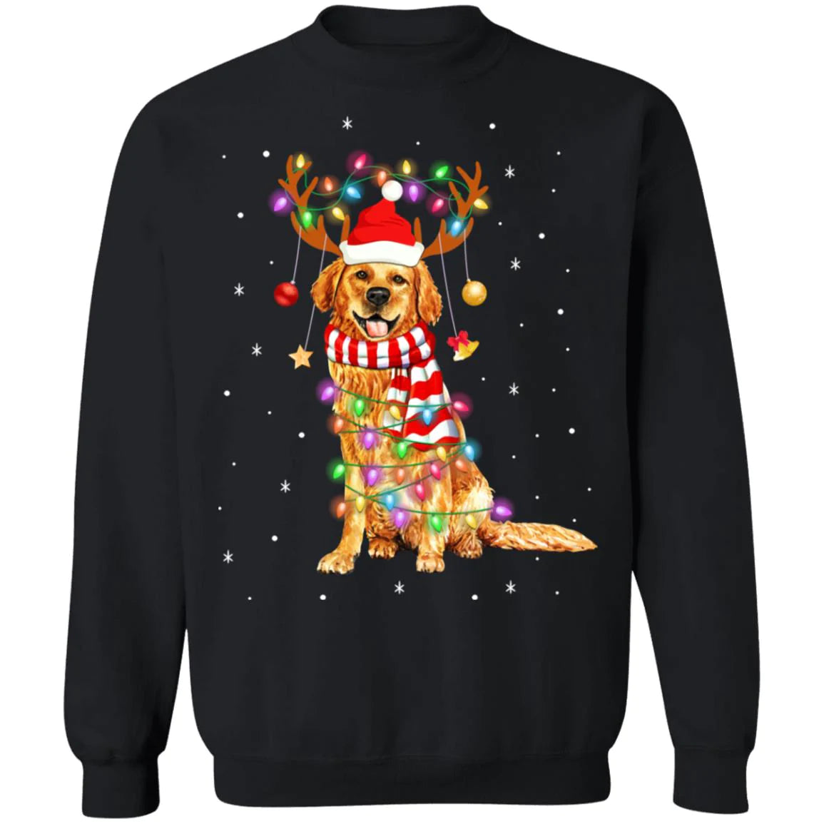 Cute golden retriever Christmas light Christmas Sweater - Holiday Gift product image 2
