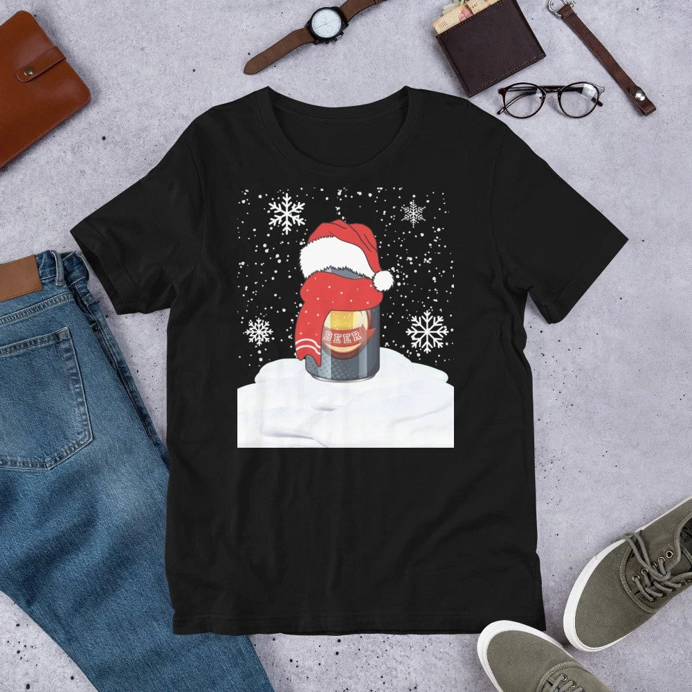Funny Beer Can Snowman Christmas Winter Xmas Bar - Adult & Kids T-Shirts, Sweatshirts & Hoodies apparel design preview 1