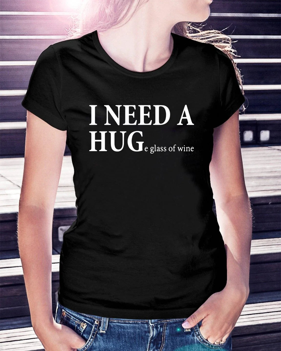 I Need A Hug Huge Glass Of Wine Funny Drinking Men - Adult & Kids T-Shirts, Sweatshirts & Hoodies apparel design preview 1