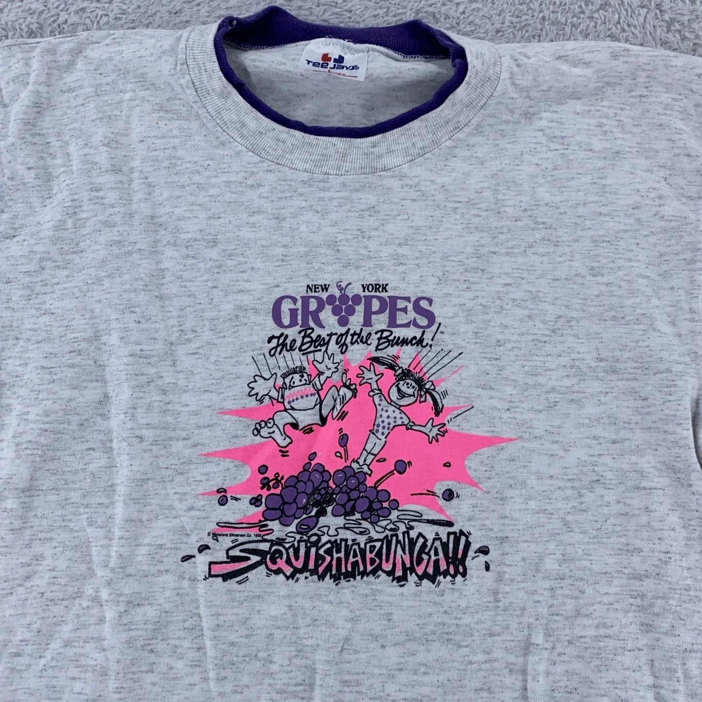 Vintage New York Grapes Small Gray Squishabunga Fruit - Adult & Kids T-Shirts, Sweatshirts & Hoodies apparel design preview 1
