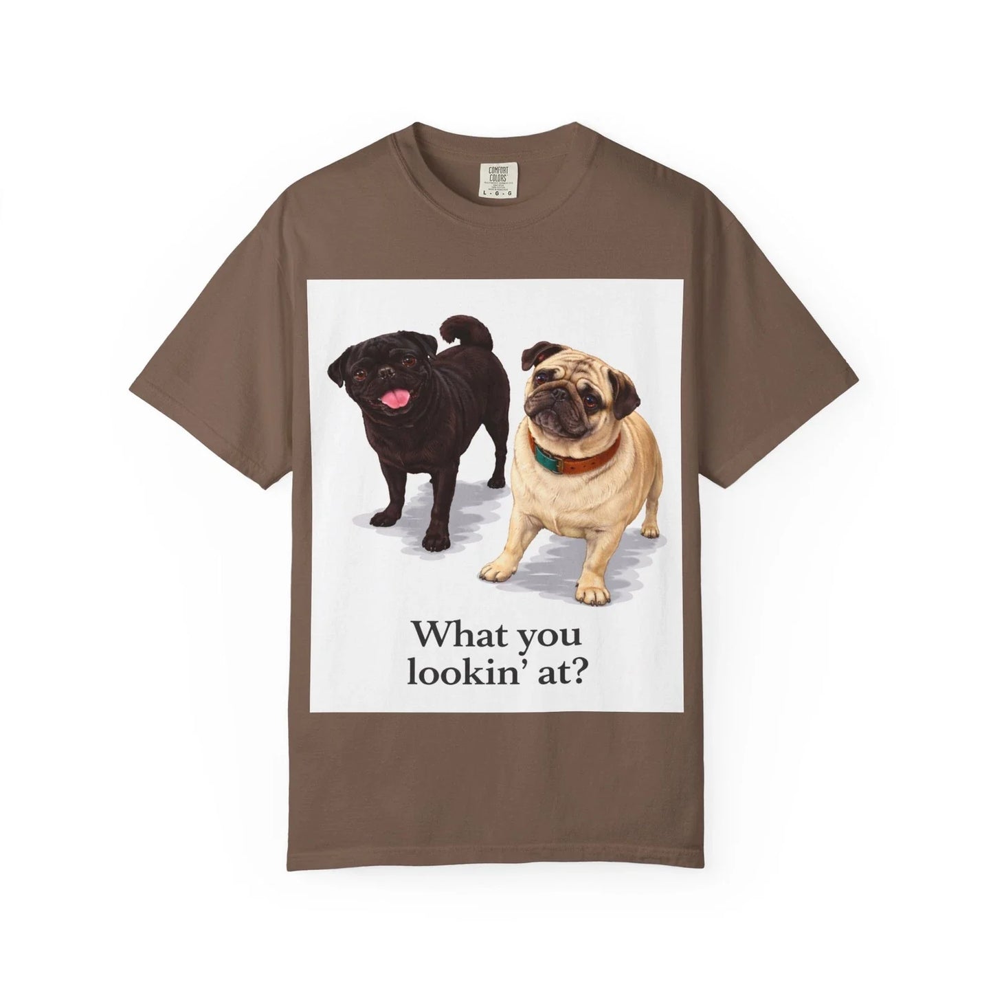 Two Pugs Illustration What You Lookin' At? Funny Dog - Adult & Kids T-Shirts, Sweatshirts & Hoodies apparel design preview 1