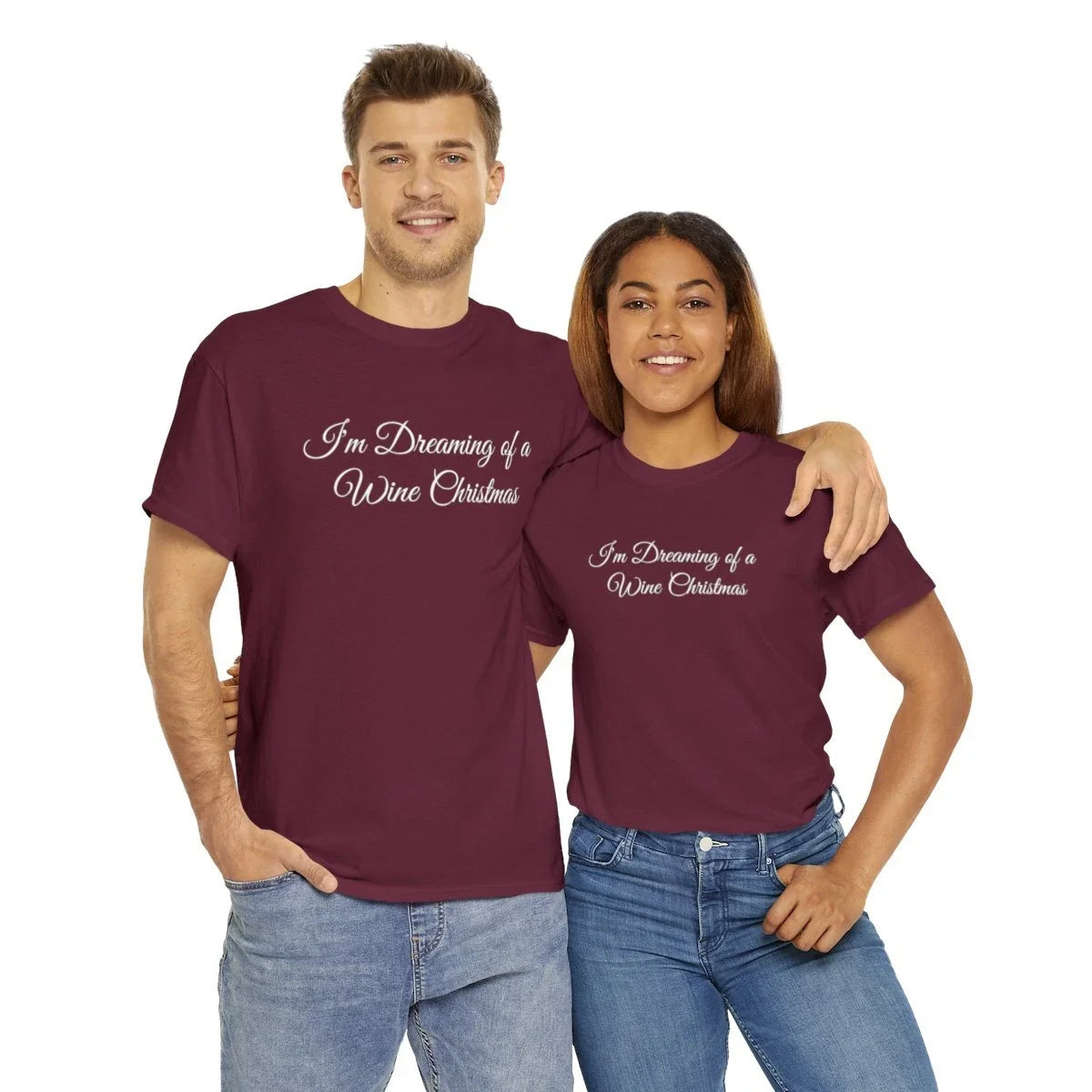 "I'm Dreaming of Wine Christmas" Unisex Heavy Cotton - Adult & Kids T-Shirts, Sweatshirts & Hoodies apparel design preview 1