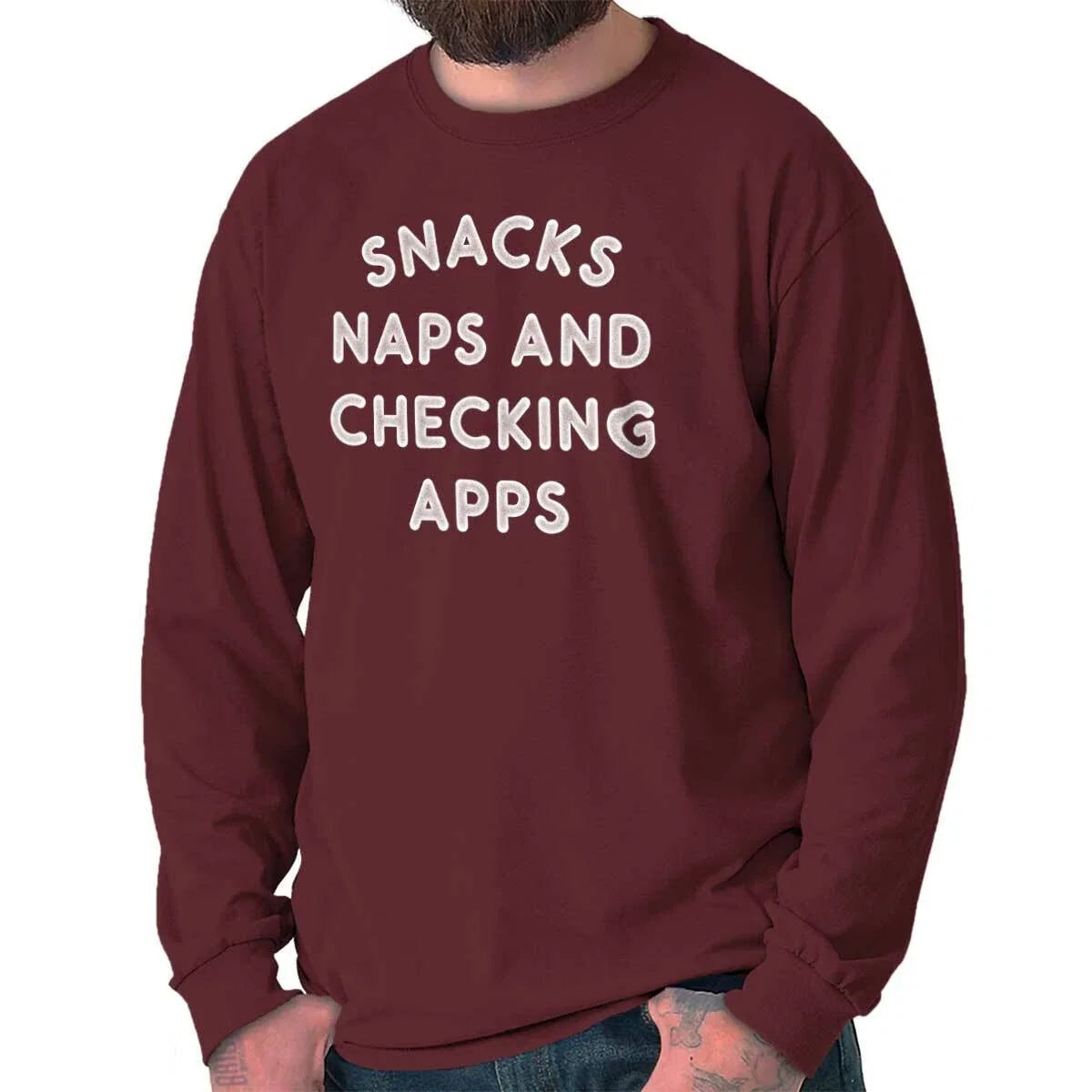 Snacks Naps Checking Apps Lazy Weekend Vibes for Men - Adult & Kids T-Shirts, Sweatshirts & Hoodies apparel design preview 1