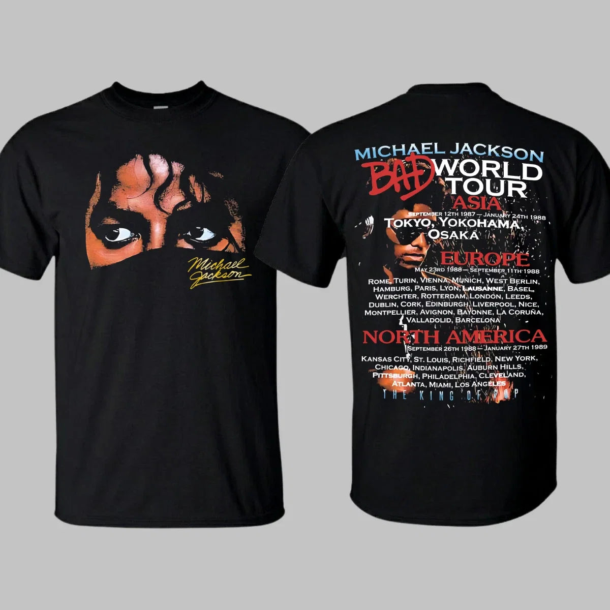 Michael 2026 Retro Bad World Tour Graphic Top Jackson - Adult & Kids T-Shirts, Sweatshirts & Hoodies apparel design preview 1
