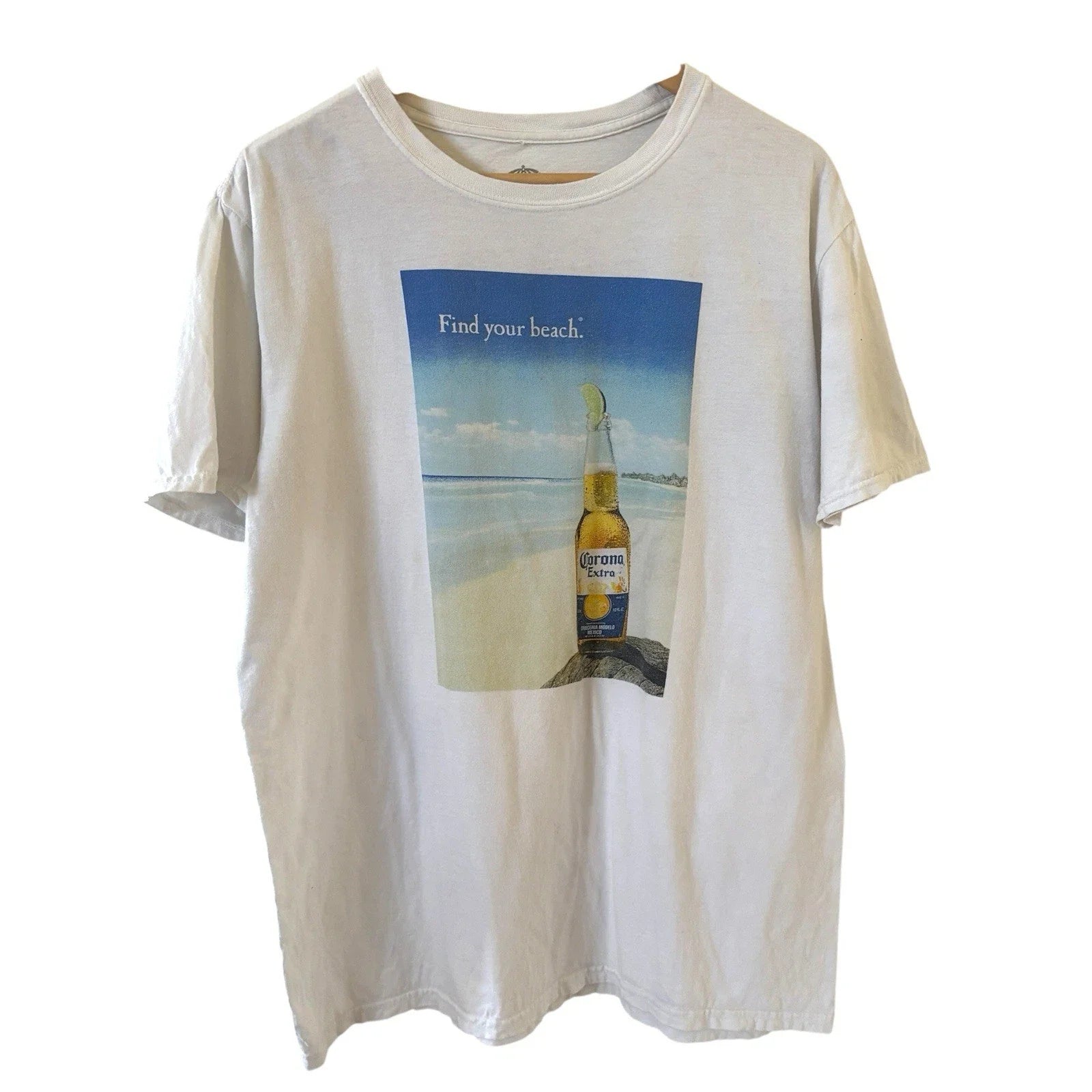 Corona Mens White Size L Short Sleeve Beer Beach Logo - Adult & Kids T-Shirts, Sweatshirts & Hoodies apparel design preview 1