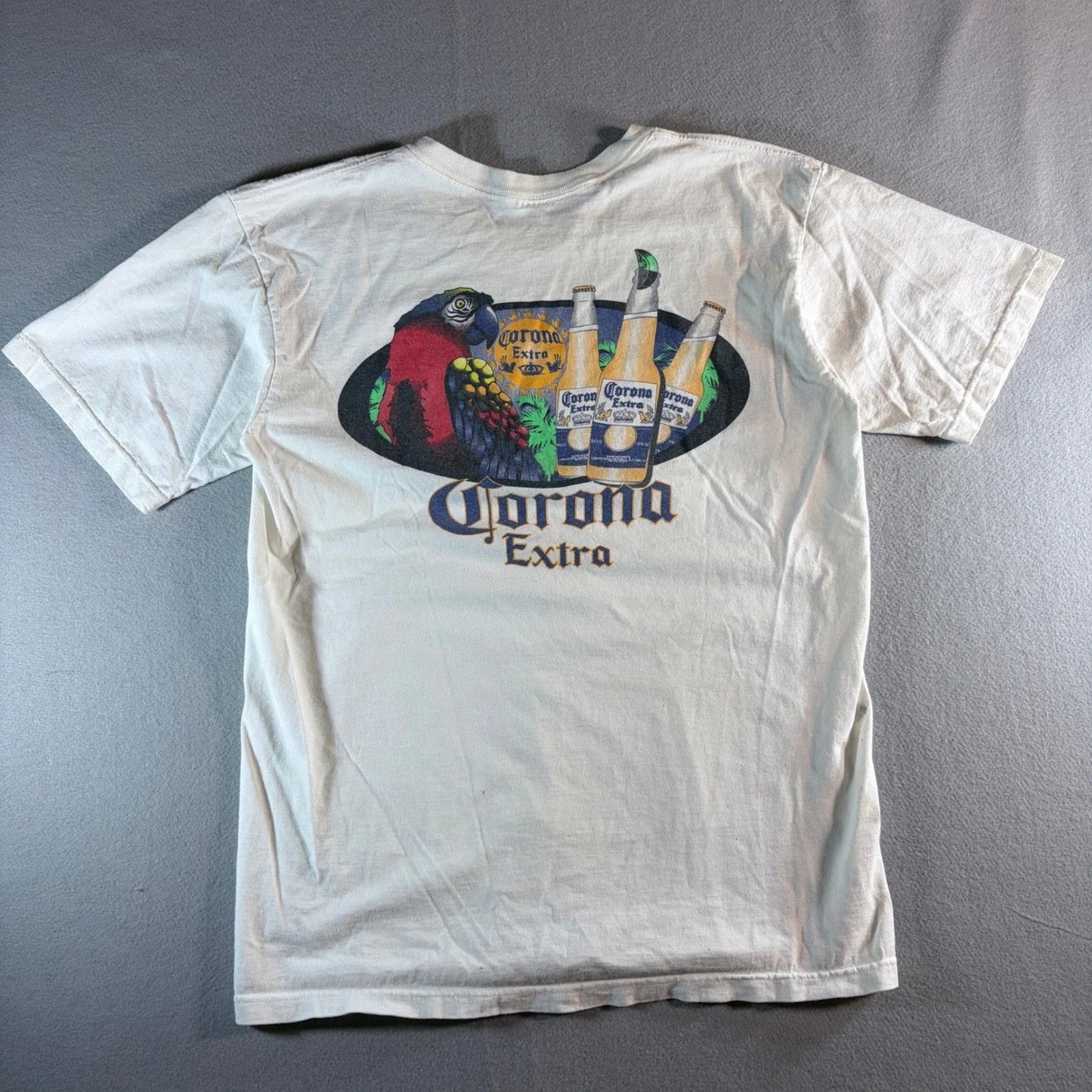 Corona Extra Beer Parrot Graphic Mens White Large - Adult & Kids T-Shirts, Sweatshirts & Hoodies apparel design preview 1