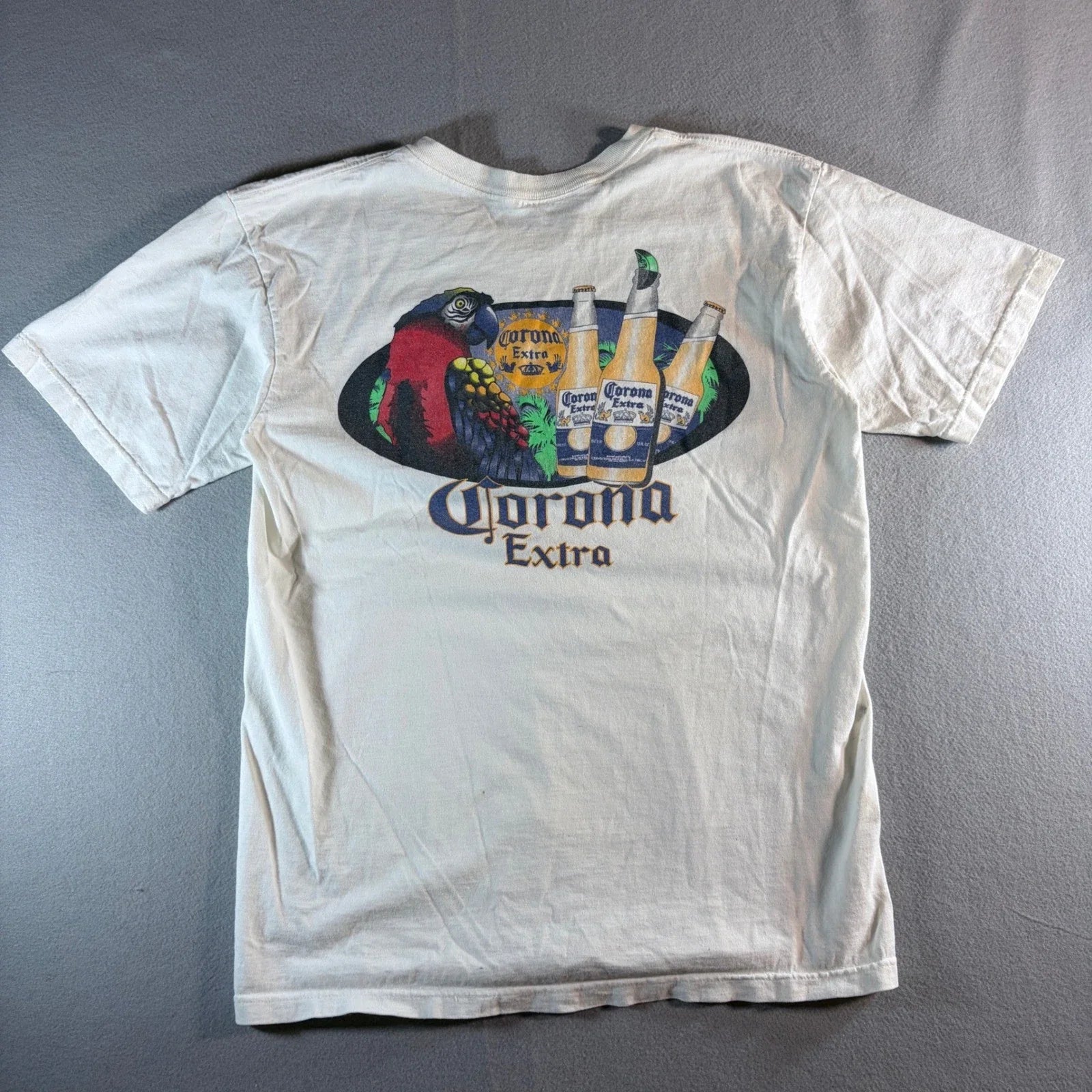 Corona Extra Beer Parrot Graphic Mens White Large - Adult & Kids T-Shirts, Sweatshirts & Hoodies apparel design preview 1