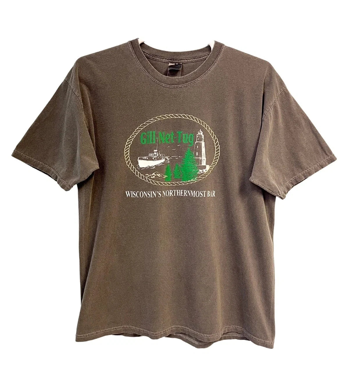 Vintage Gill Net Tug Wisconsin's Northernmost Bar - Adult & Kids T-Shirts, Sweatshirts & Hoodies apparel design preview 1