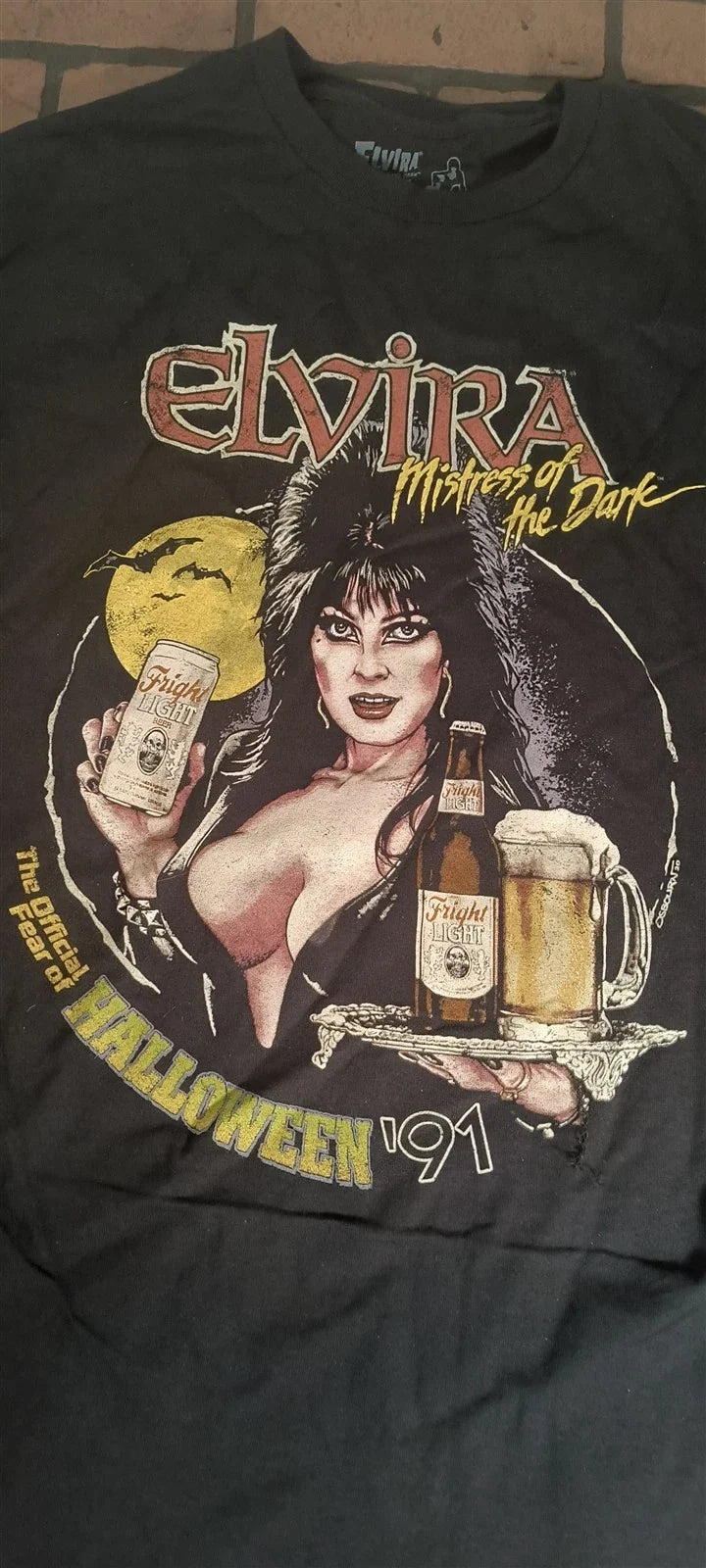 ELVIRA Fear of Halloween Fright Night Beer ~Never - Adult & Kids T-Shirts, Sweatshirts & Hoodies apparel design preview 1