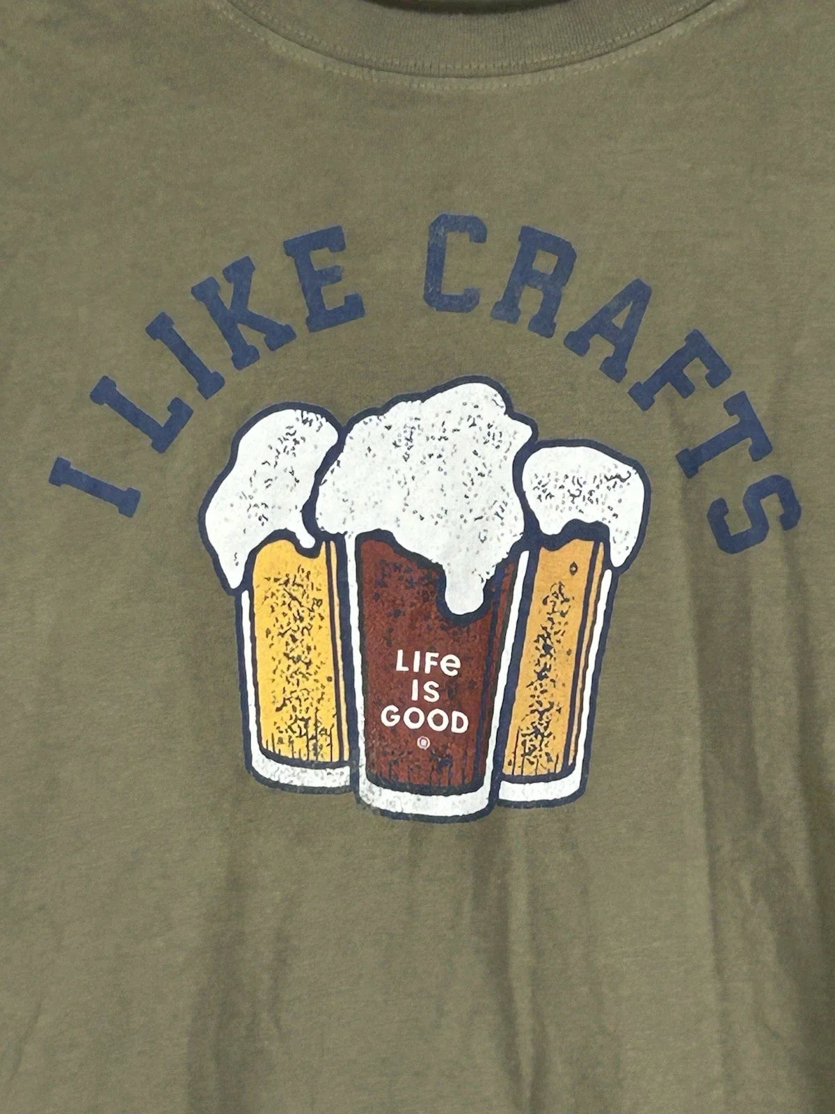 Life Is Good Crusher Moss Green "I Like Crafts"Mens - Adult & Kids T-Shirts, Sweatshirts & Hoodies apparel design preview 1