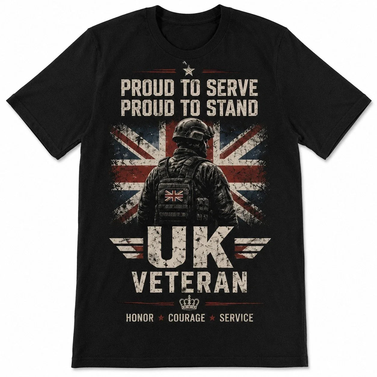 UK Veteran Proud To Serve British Military Soldier - Adult & Kids T-Shirts, Sweatshirts & Hoodies apparel design preview 1
