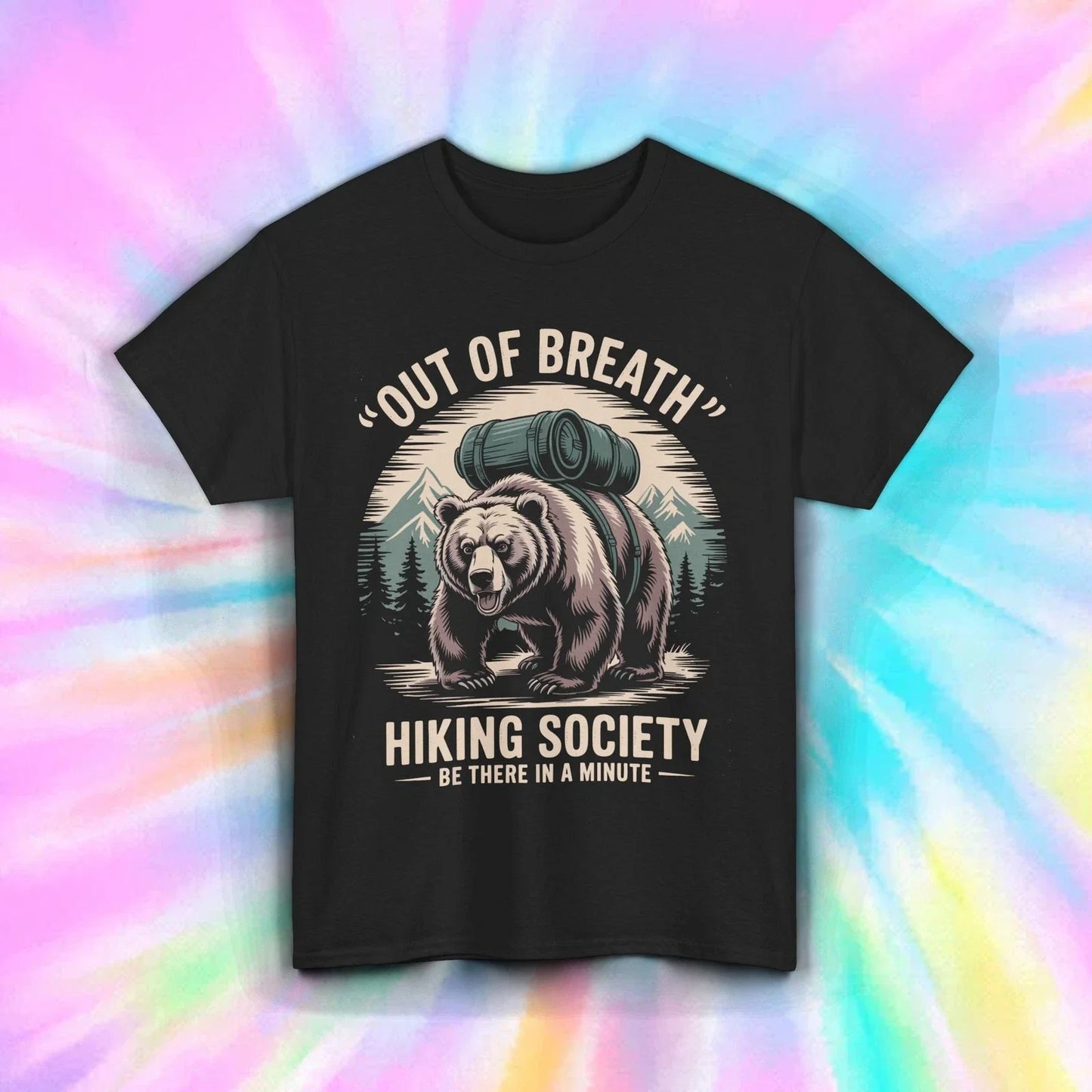 Out of Breath Hiking Society Funny Bear Camping - Adult & Kids T-Shirts, Sweatshirts & Hoodies apparel design preview 1