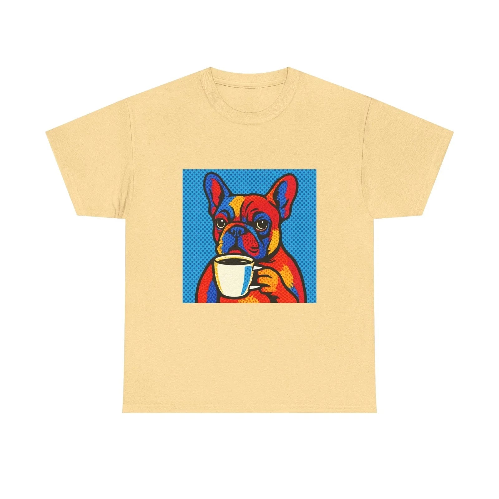 French Bulldog Drinking Coffee Pop Art - Adult & Kids T-Shirts, Sweatshirts & Hoodies apparel design preview 1