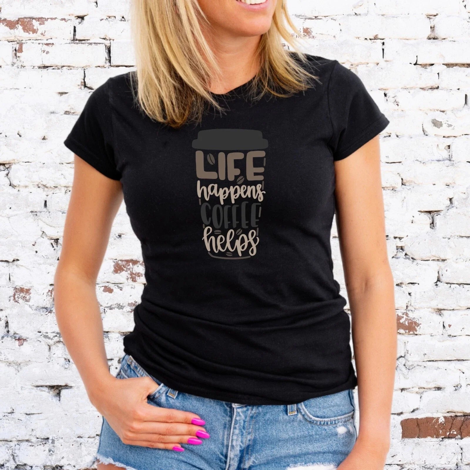 LIFE HAPPENS COFFEE HELPS GILMORE GIRLS, Unisex/Lady - Adult & Kids T-Shirts, Sweatshirts & Hoodies apparel design preview 1