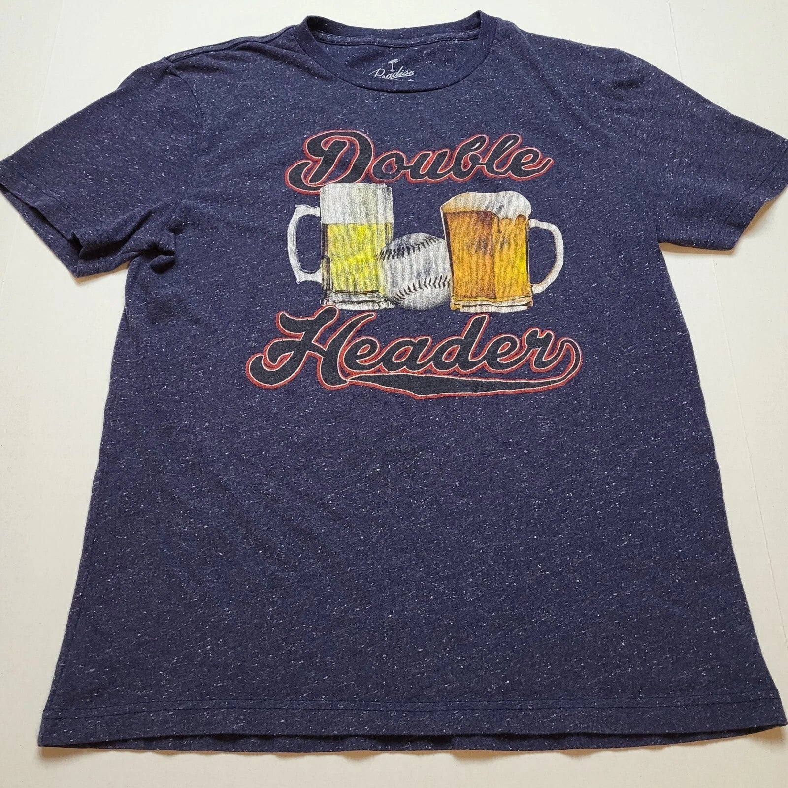 Paradise Double Header Mens M Baseball Beer Blue M28 - Adult & Kids T-Shirts, Sweatshirts & Hoodies apparel design preview 1