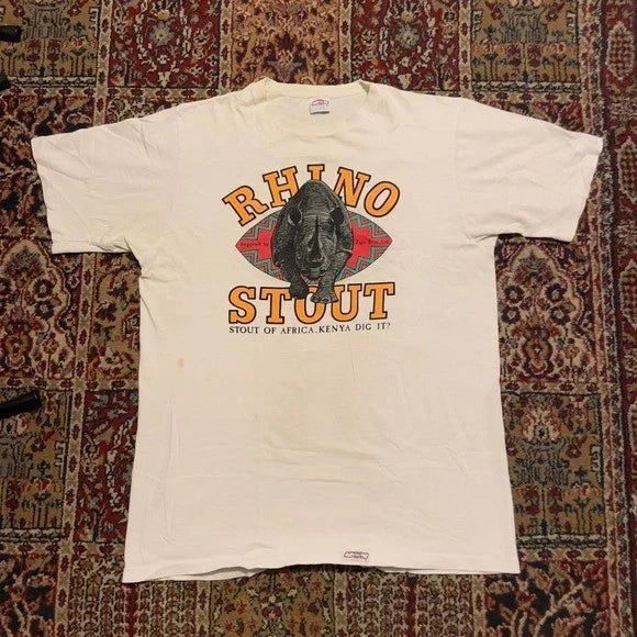 VTG 80s 90s Crazy Hawaii Rhino Stout white beer - Adult & Kids T-Shirts, Sweatshirts & Hoodies apparel design preview 1