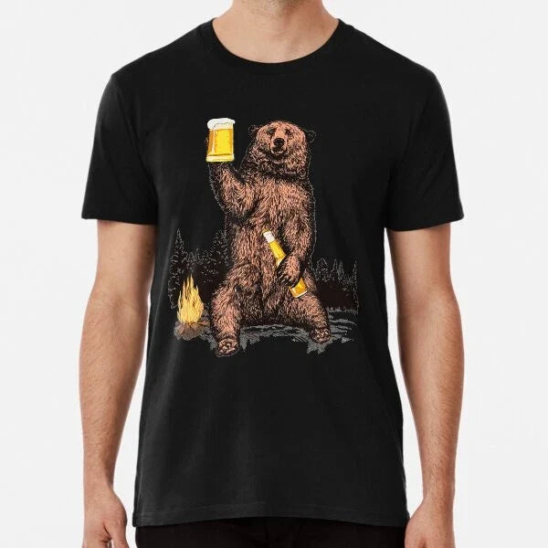Bear Drinking Beer Camp Fire Woods Outdoor S-5XL Best - Adult & Kids T-Shirts, Sweatshirts & Hoodies apparel design preview 1
