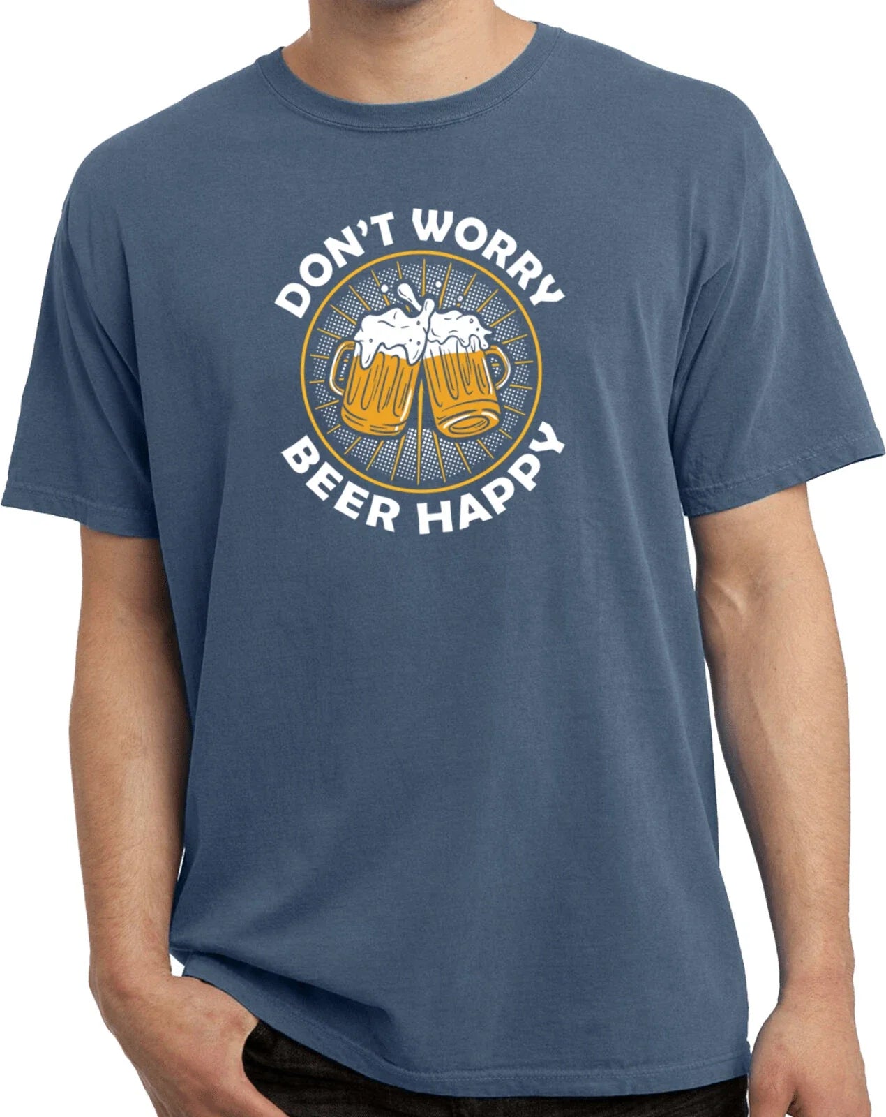 Beer Happy Pigment Dyed - Adult & Kids T-Shirts, Sweatshirts & Hoodies apparel design preview 1