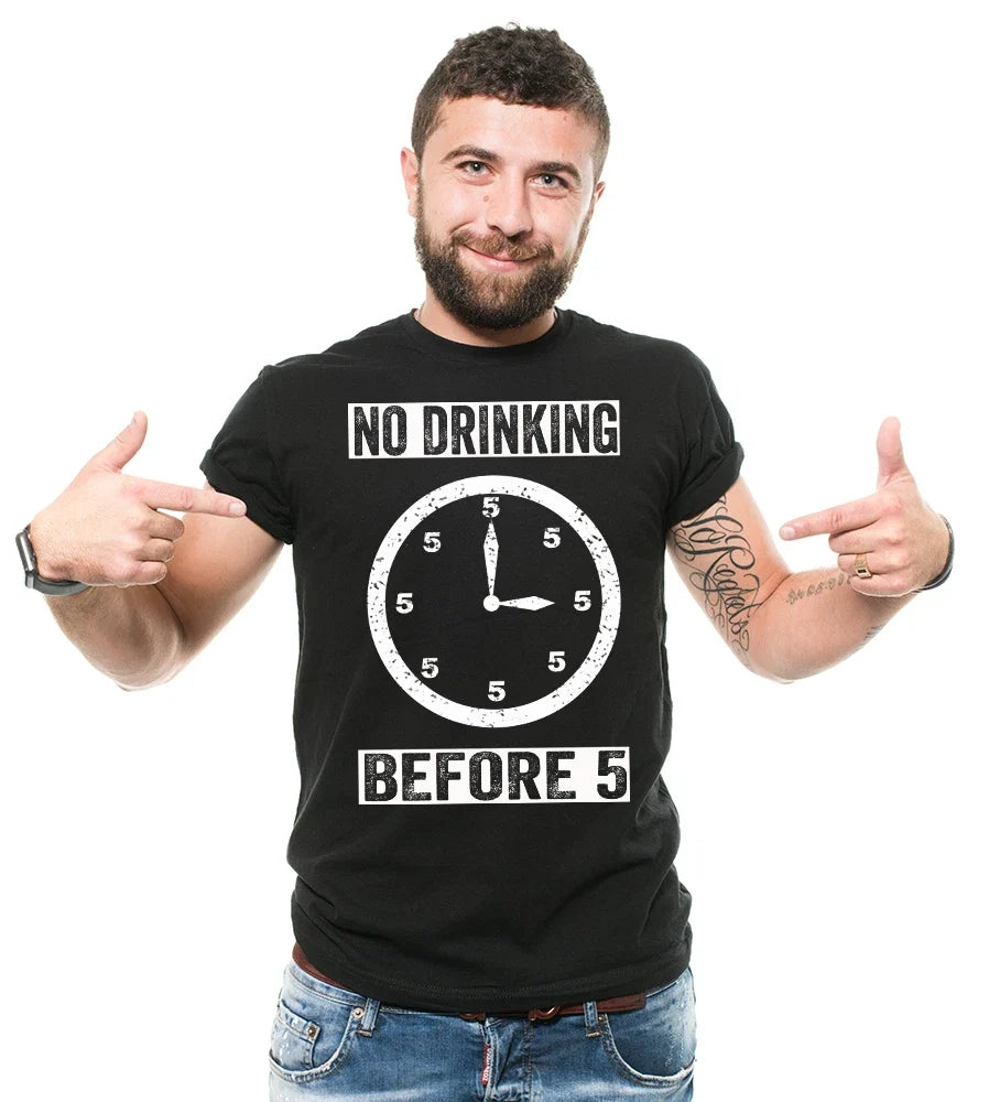 No Drinking Before Five Funny Party Wine Cool - Adult & Kids T-Shirts, Sweatshirts & Hoodies apparel design preview 1
