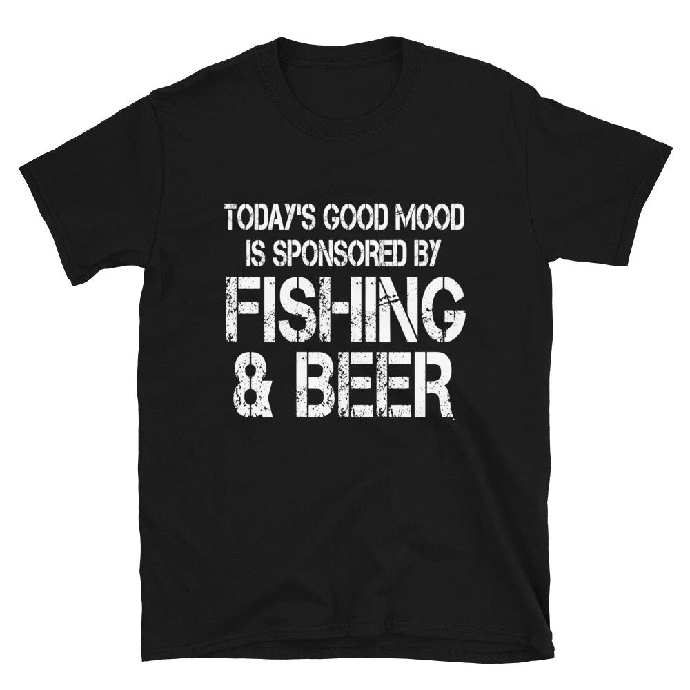 Good Mood Sponsored By Fishing Beer - Adult & Kids T-Shirts, Sweatshirts & Hoodies apparel design preview 1
