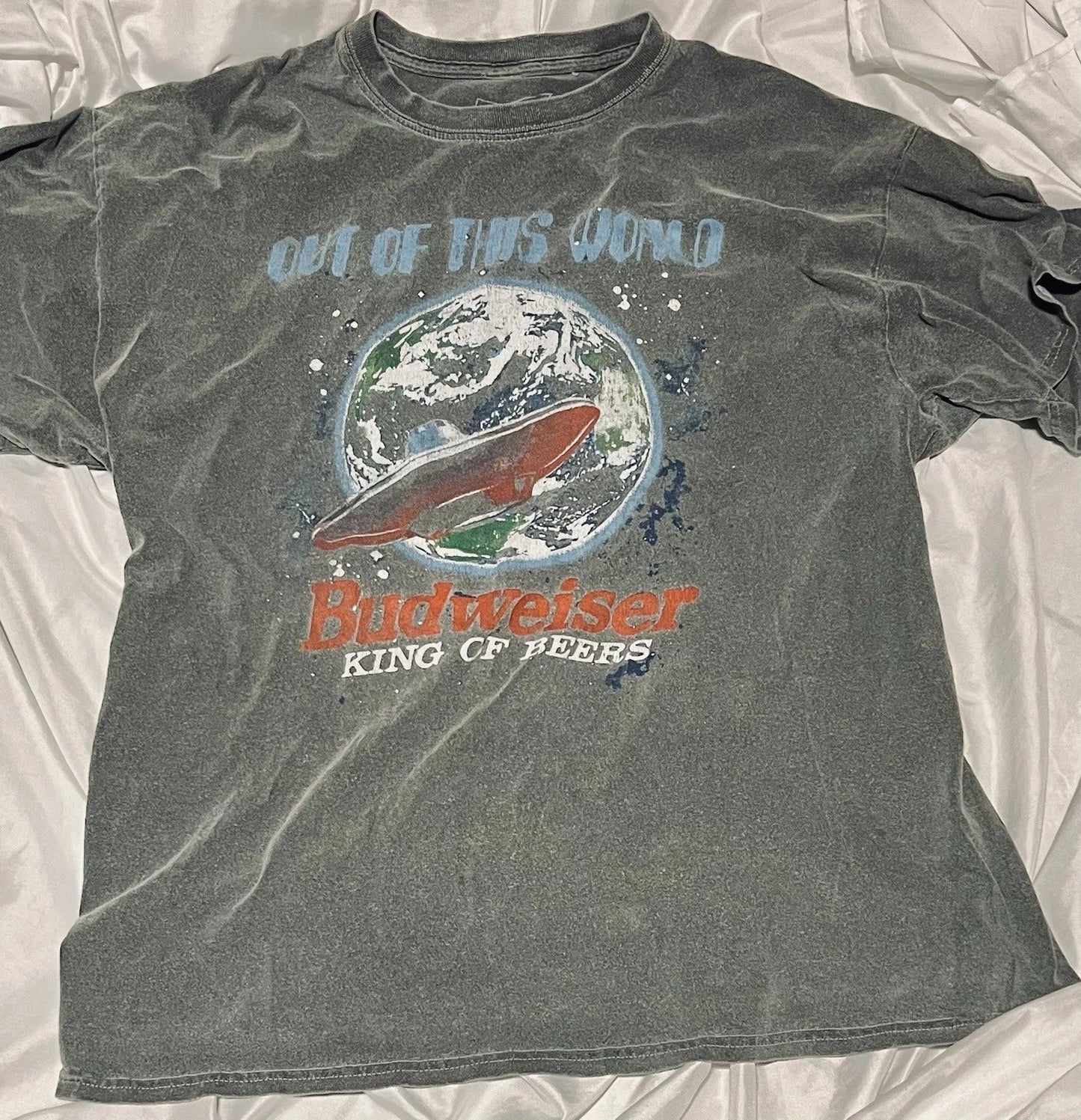 VTG 80s Budweiser Mens Gray Beer Size L - Adult & Kids T-Shirts, Sweatshirts & Hoodies apparel design preview 1