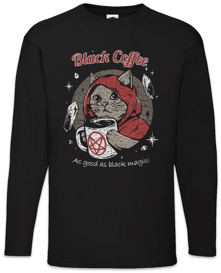 Black Coffee Magic Caffeine Nerd Fun Halloween Cat - Adult & Kids T-Shirts, Sweatshirts & Hoodies apparel design preview 1