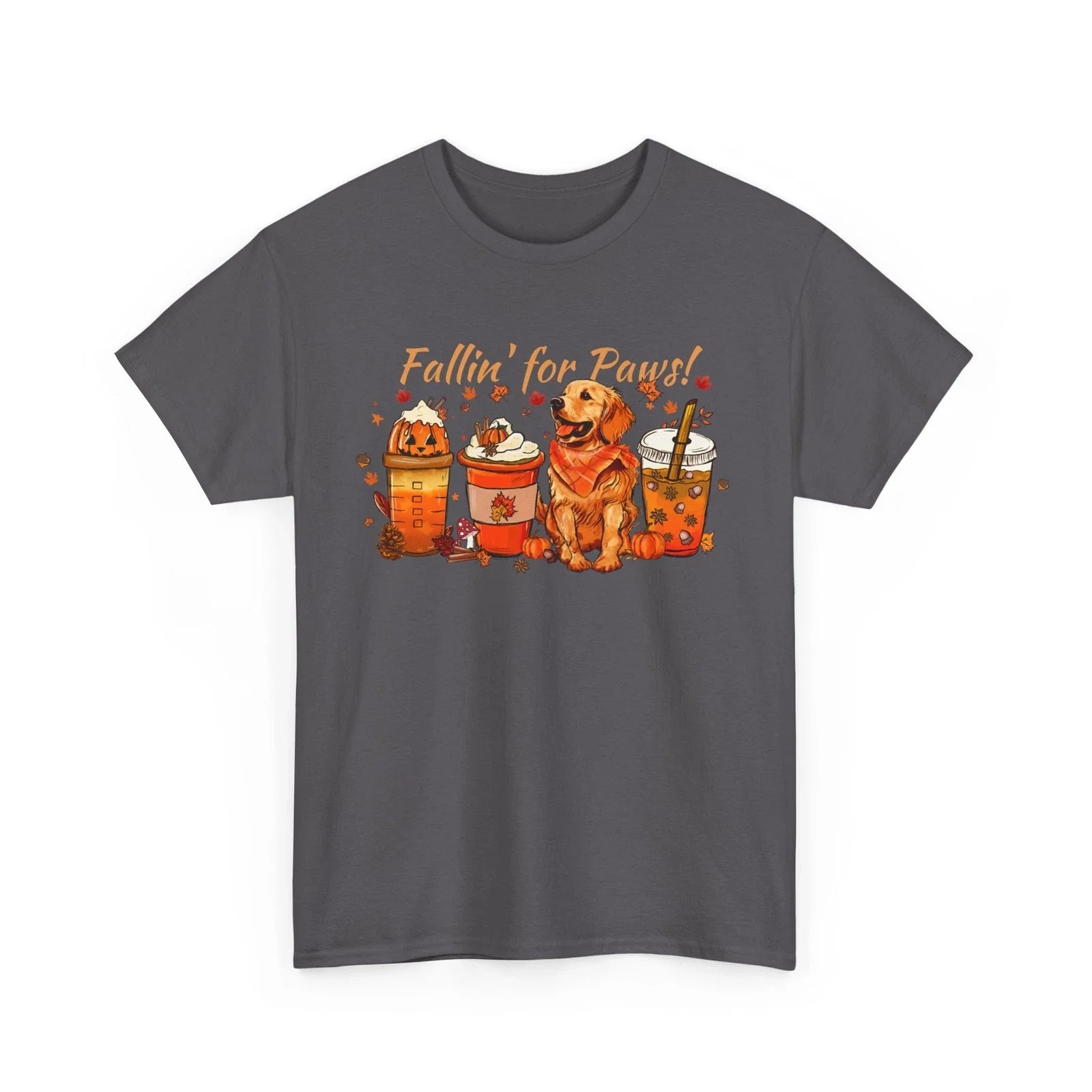 Autumn Animal Fallin' for Paws Cozy Dog Coffee - Adult & Kids T-Shirts, Sweatshirts & Hoodies apparel design preview 1