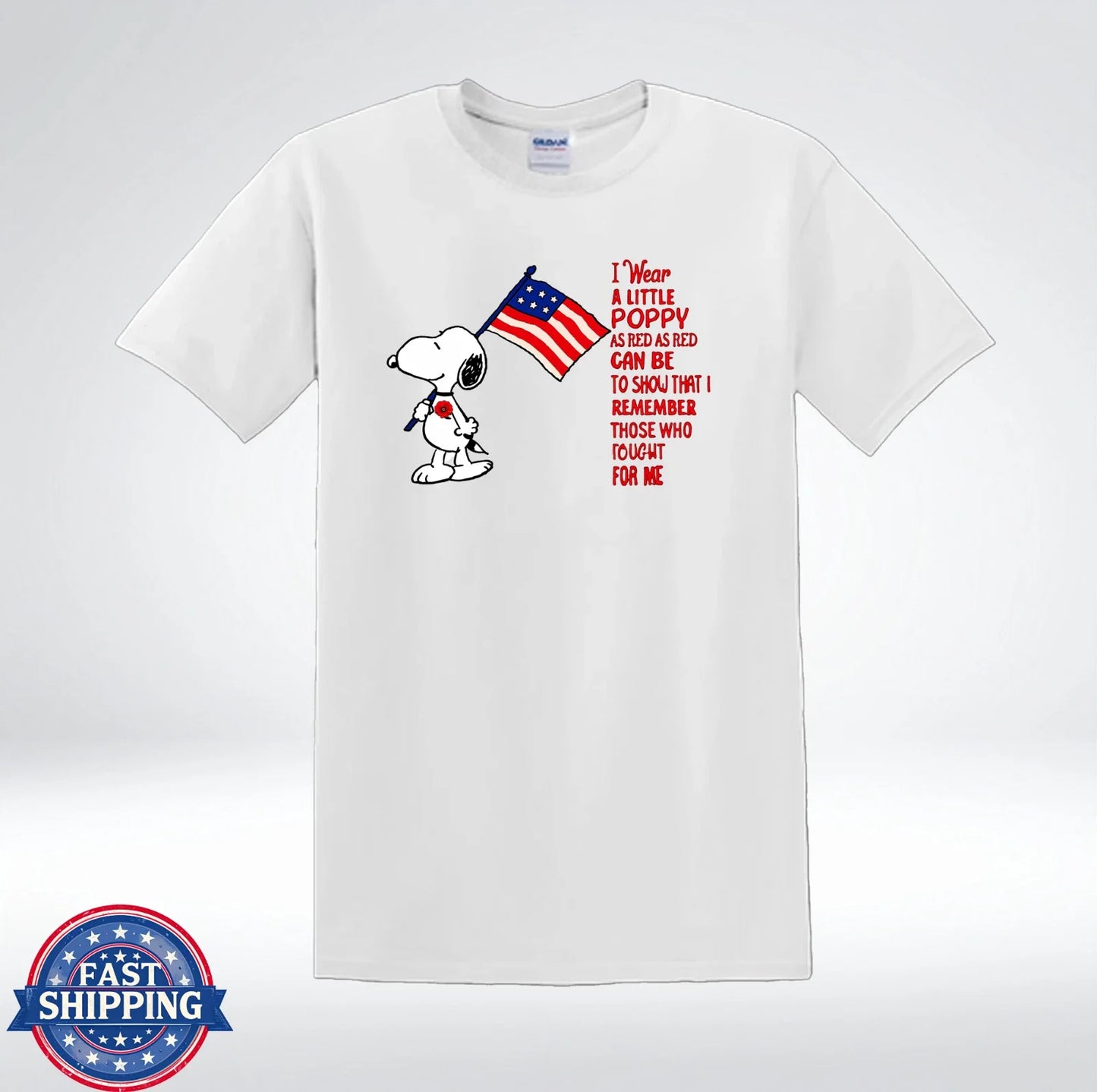 Patriotic Dog Wear A Little Poppy Memorial Day - Adult & Kids T-Shirts, Sweatshirts & Hoodies apparel design preview 1