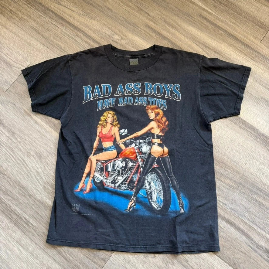 Vintage 1993 3D Emblem Bad Ass Boys Have Toys Biker - Adult & Kids T-Shirts, Sweatshirts & Hoodies apparel design preview 1