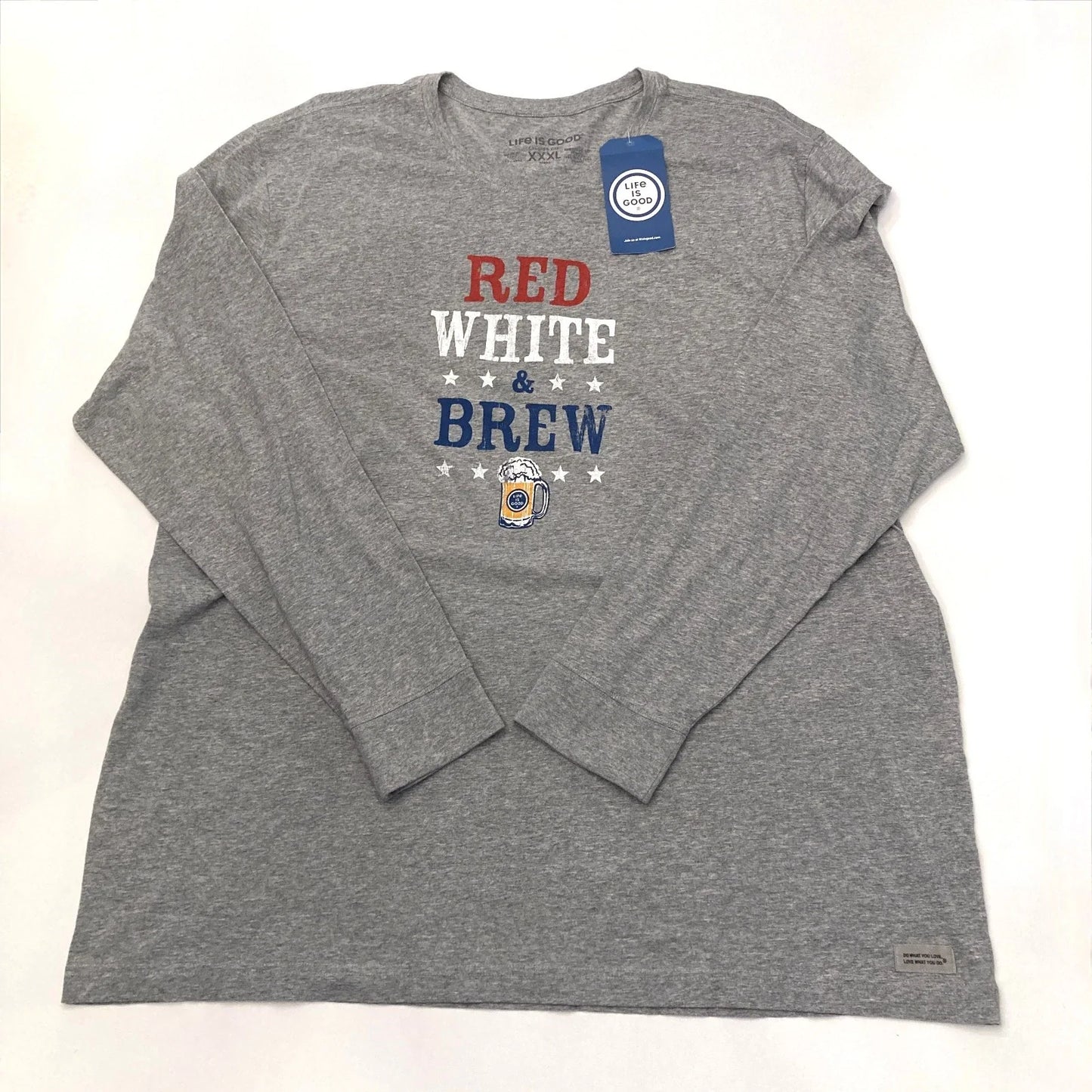 Life Is Good Mens 3XL Crusher Gray Cotton Red White - Adult & Kids T-Shirts, Sweatshirts & Hoodies apparel design preview 1