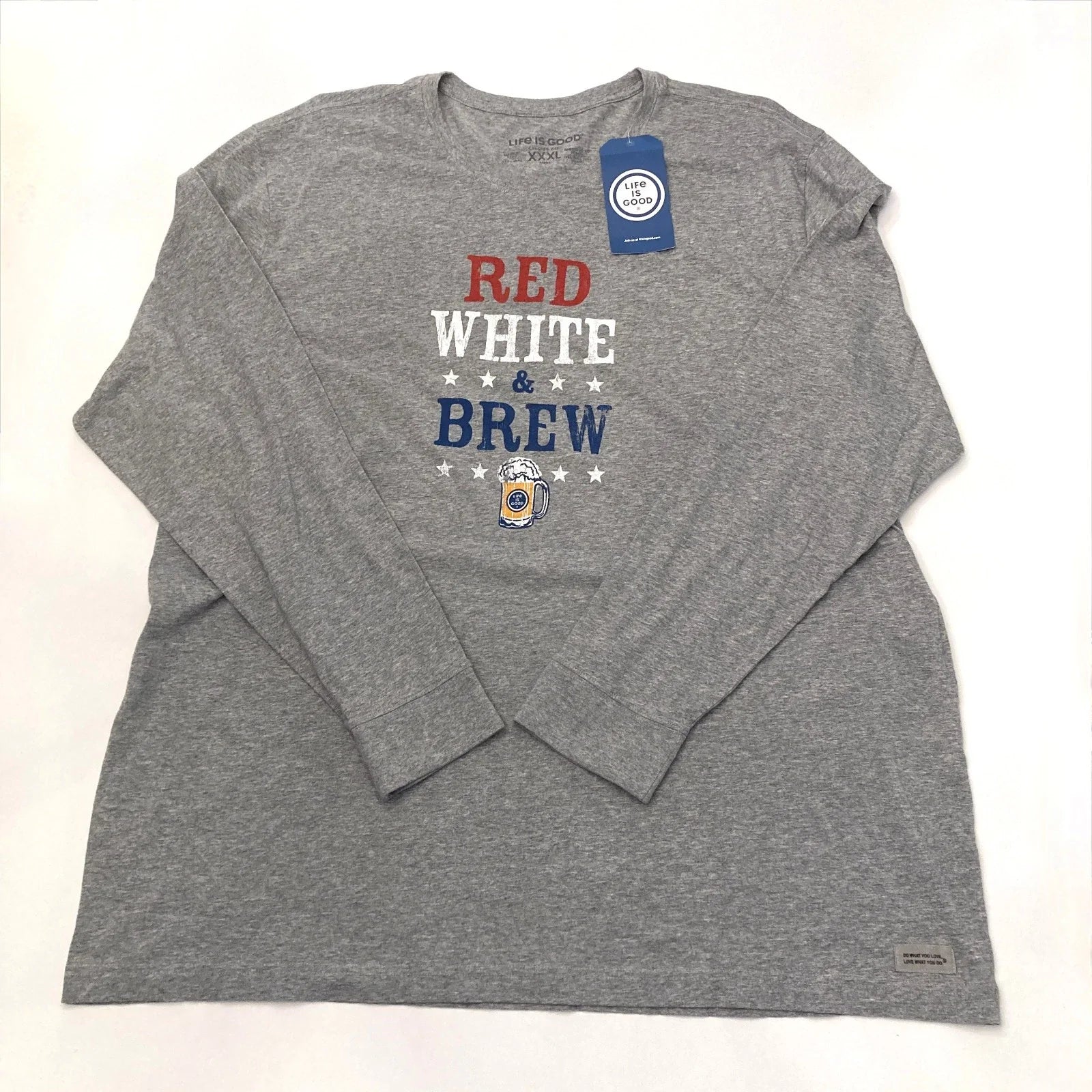 Life Is Good Mens 3XL Crusher Gray Cotton Red White - Adult & Kids T-Shirts, Sweatshirts & Hoodies apparel design preview 1