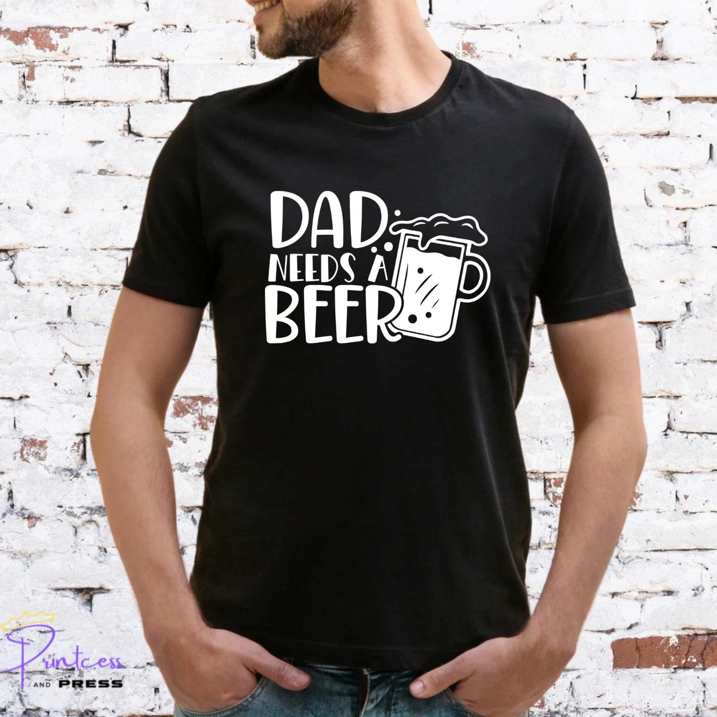 DAD NEEDS A BEER Gift for him, XMAS FATHERS DAY - Adult & Kids T-Shirts, Sweatshirts & Hoodies apparel design preview 1