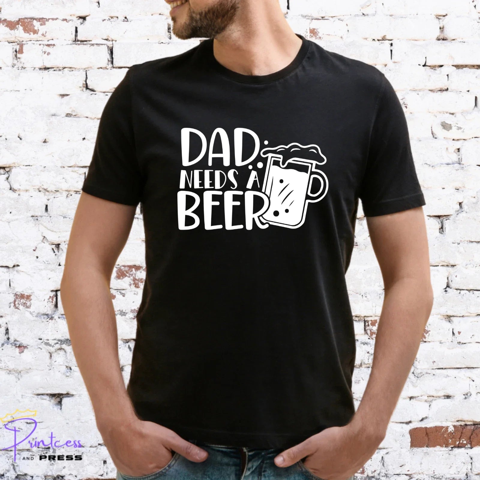 DAD NEEDS A BEER Gift for him, XMAS FATHERS DAY - Adult & Kids T-Shirts, Sweatshirts & Hoodies apparel design preview 1