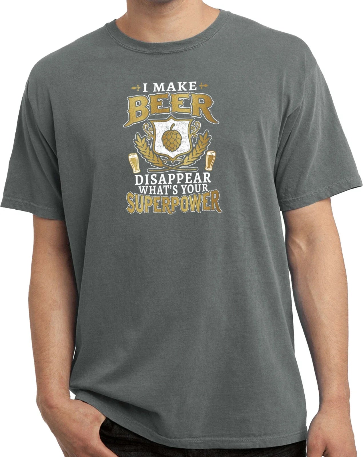 Beer Superpower Pigment Dyed - Adult & Kids T-Shirts, Sweatshirts & Hoodies apparel design preview 1